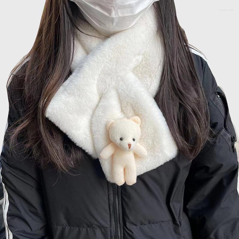 

Scarves Bear Scarf Style Winter Warm Cute Cartoon Girl White Plush Christmas Candy