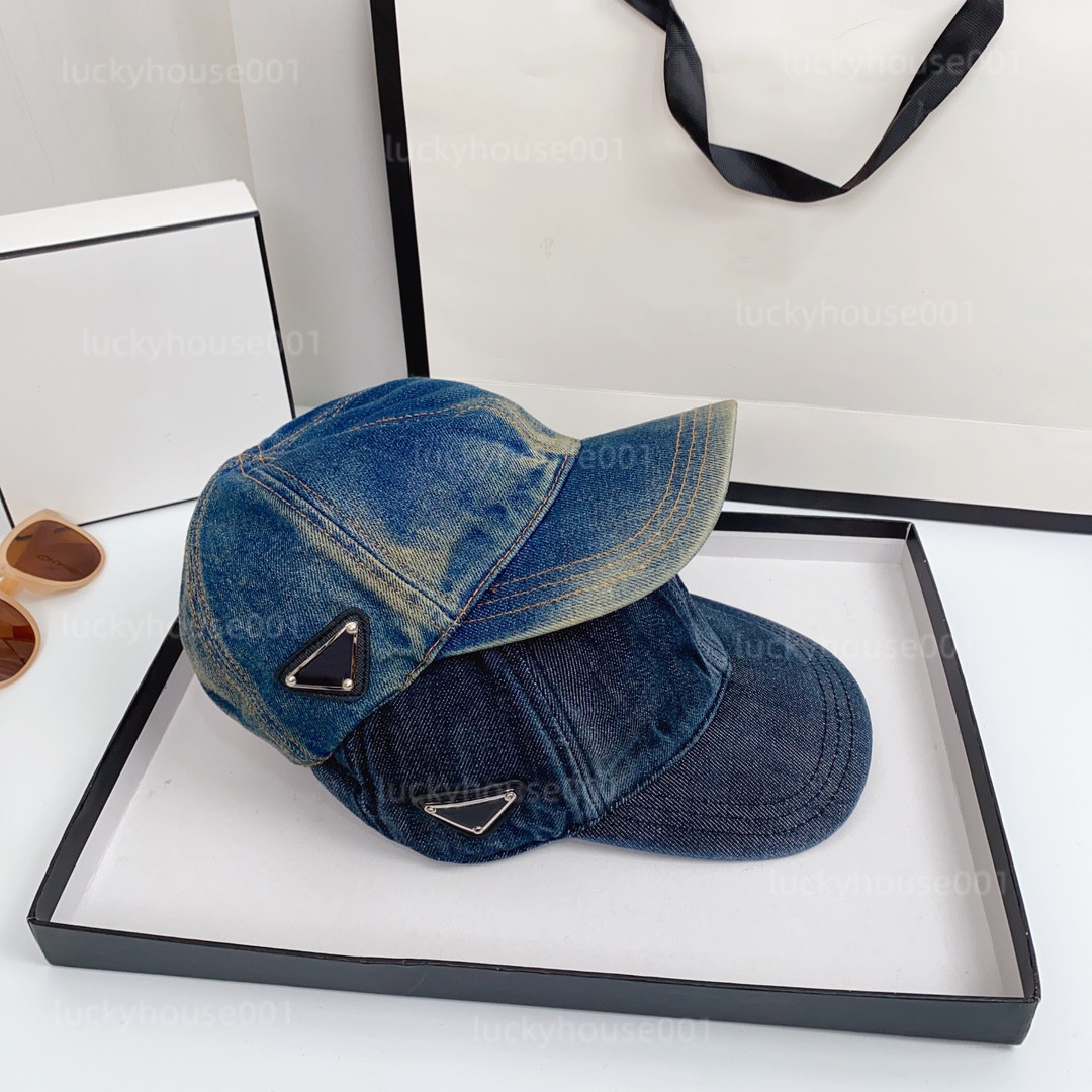 

New Charm Fashion Mens Designer Womens baseball cap Denim Vintage Letter Summer Snap Umbrella Sports Embroidery Casual Beach Unisex Luxury Hat, Navy blue