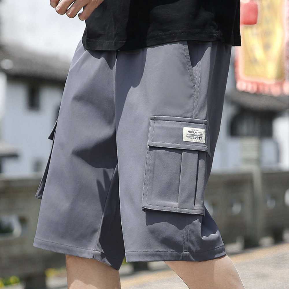 

Men's Shorts Thin Cargo Shorts For Men Casual Korean Fashion Streetwear Breathe Cool Knee Length Shorts Drawstring Elastic Waist AA230524, Grey