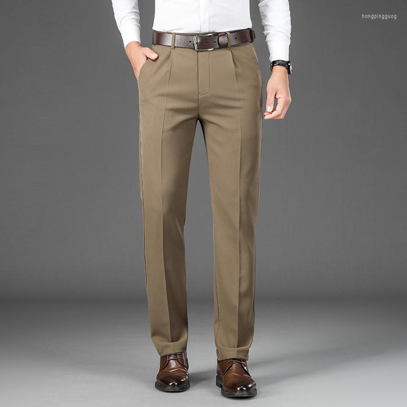 

Men's Pants 2023 Fall/Winter Men's Casual Trousers Middle-aged Business Pleated Straight Long Thick, Black