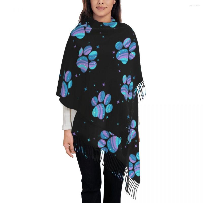 

Scarves Luxury Starry Paws Tassel Scarf Women Winter Warm Shawl Wrap Female Floral Dogs Animal