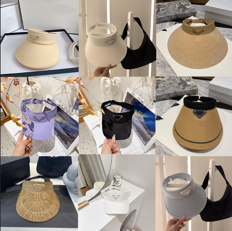

P Family Inverted Triangle Fashion Summer Visor Letter Empty Top Cap Sun Men Women Sports Grass Braid Outdoor Beach Snapback Designers Hat, 103895--1