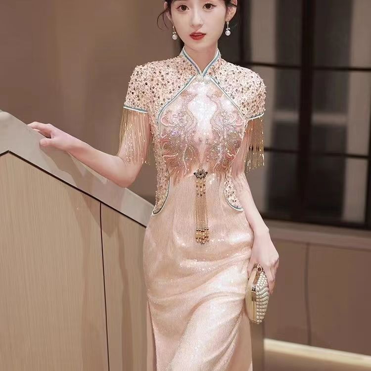 

New Chinese style cheongsam with improved Chinese style, high-end temperament for young women, small summer dress, 2023 new tassels