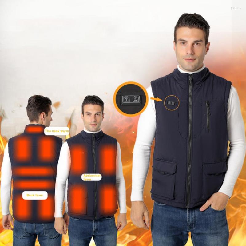 

Men's Vests Heated Vest Intelligent Thermostat Male Coldproof Smooth Zipper Pockets USB Heating Winter For Daily Wear, Black