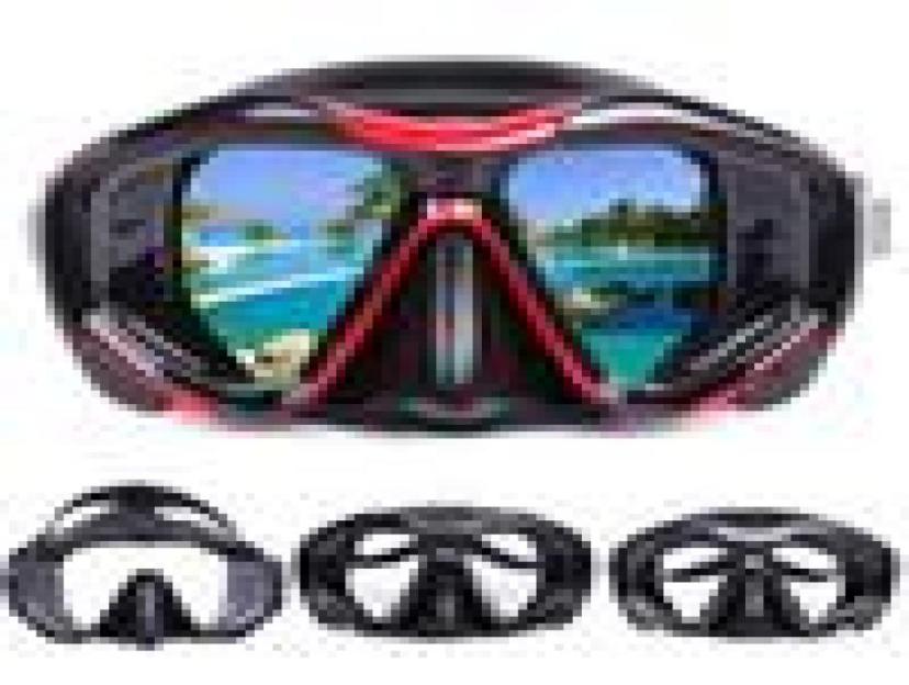 

Adult Swimming Goggles Tempered Glass Wide View Antifog Snorkel Mask TOO7898422756
