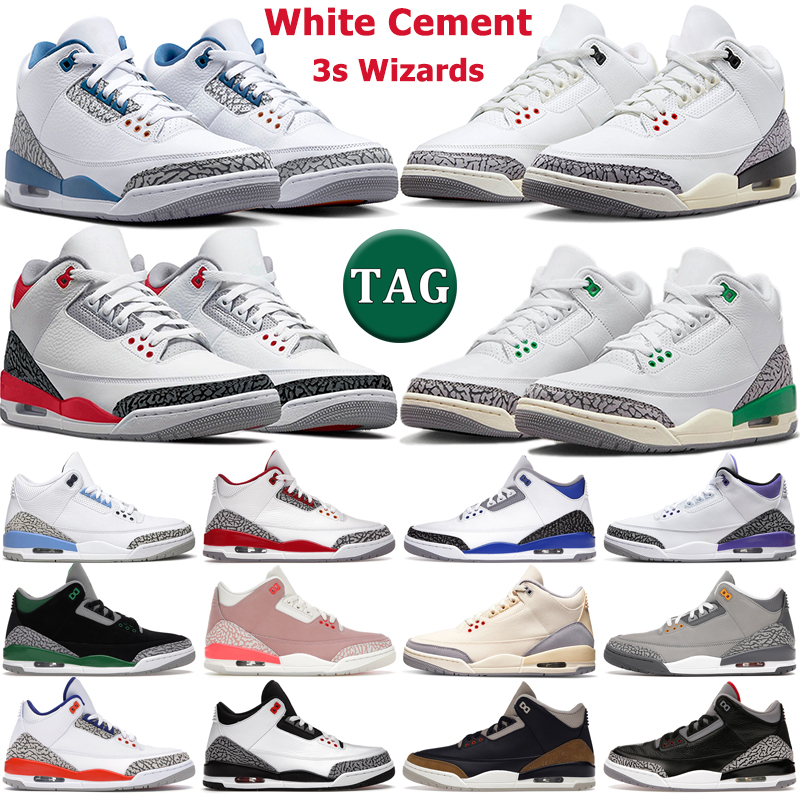 

3 Basketball Shoes Men Women 3s White Cement Reimagined Wizards Fire Red Dark Iris Lucky Green Unc Racer Blue Black Cement Rust Pink Mens Trainers Sports Sneakers, 21
