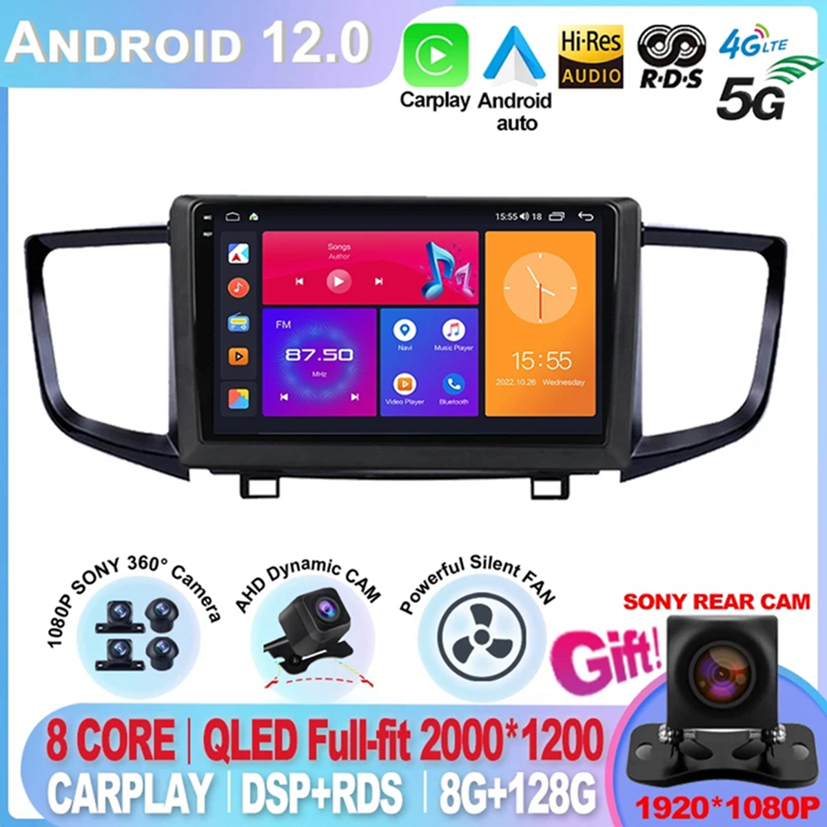 

For Honda Pilot 2016 - 2019 Android 12 Auto Carplay DSP Navigation GPS 2din Dvd 4G Car Radio Screen Multimedia Video Player-5