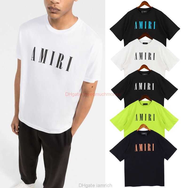 

Designer Fashion Clothing Amires Tees Am Tshirt the Correct Version of Amies Summer New Basic Short Sleeved Letter Print American Niche Loose Fitting Men Womens Tshi, White
