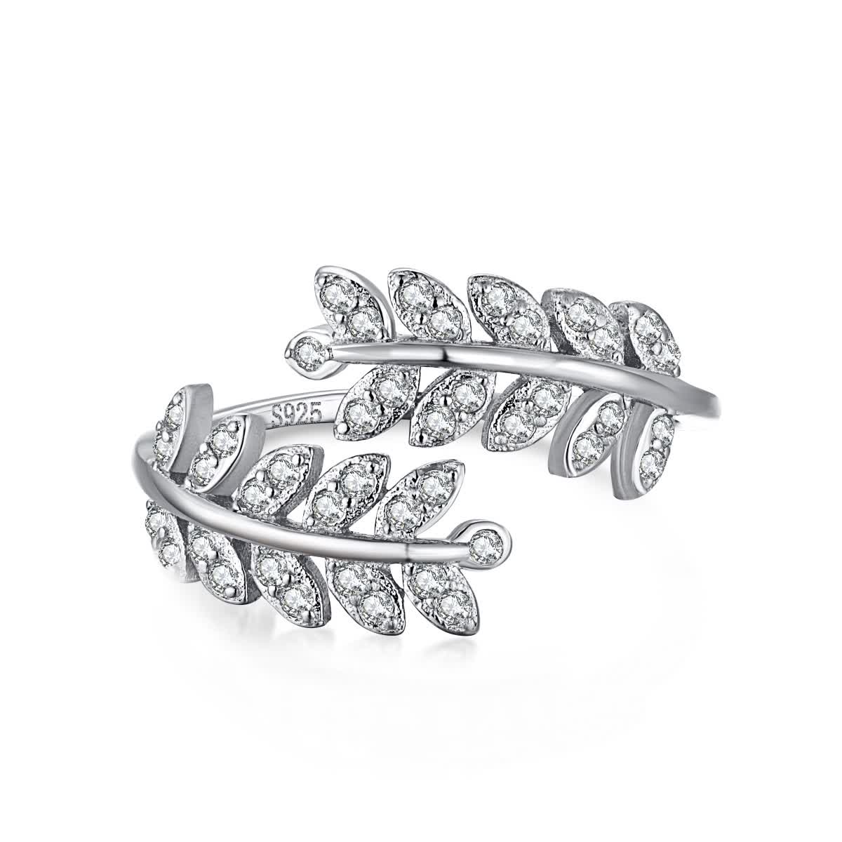 

GemKing DY120217 Trendy Rings S925 Silver 18k Gold Plated Double Leaf Wings Rings For Women