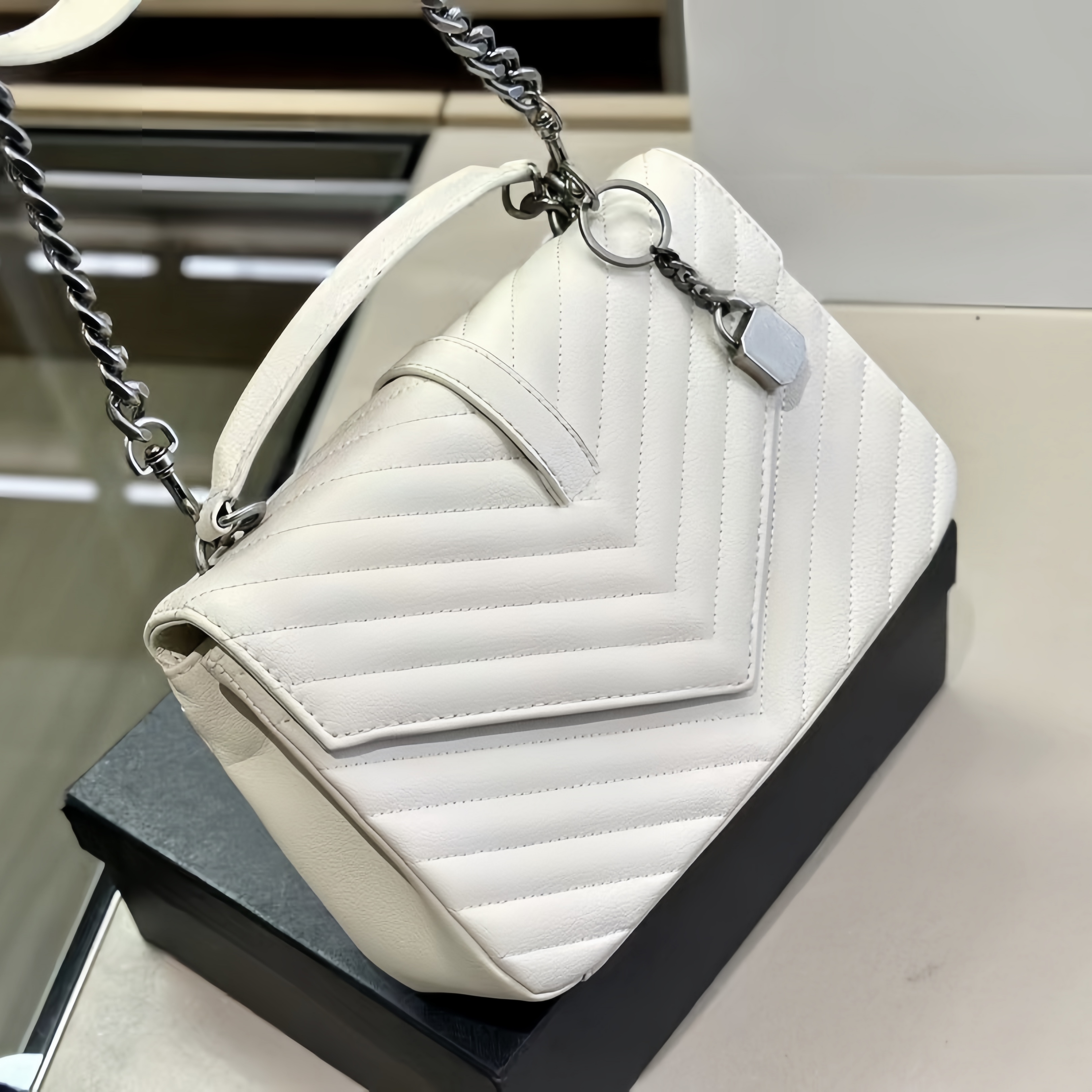 

Designer Bag tote cross body woman bag designer luxurys bags Women Cream Stripes Oxford Alloy Sequined Genuine Leather designer bag