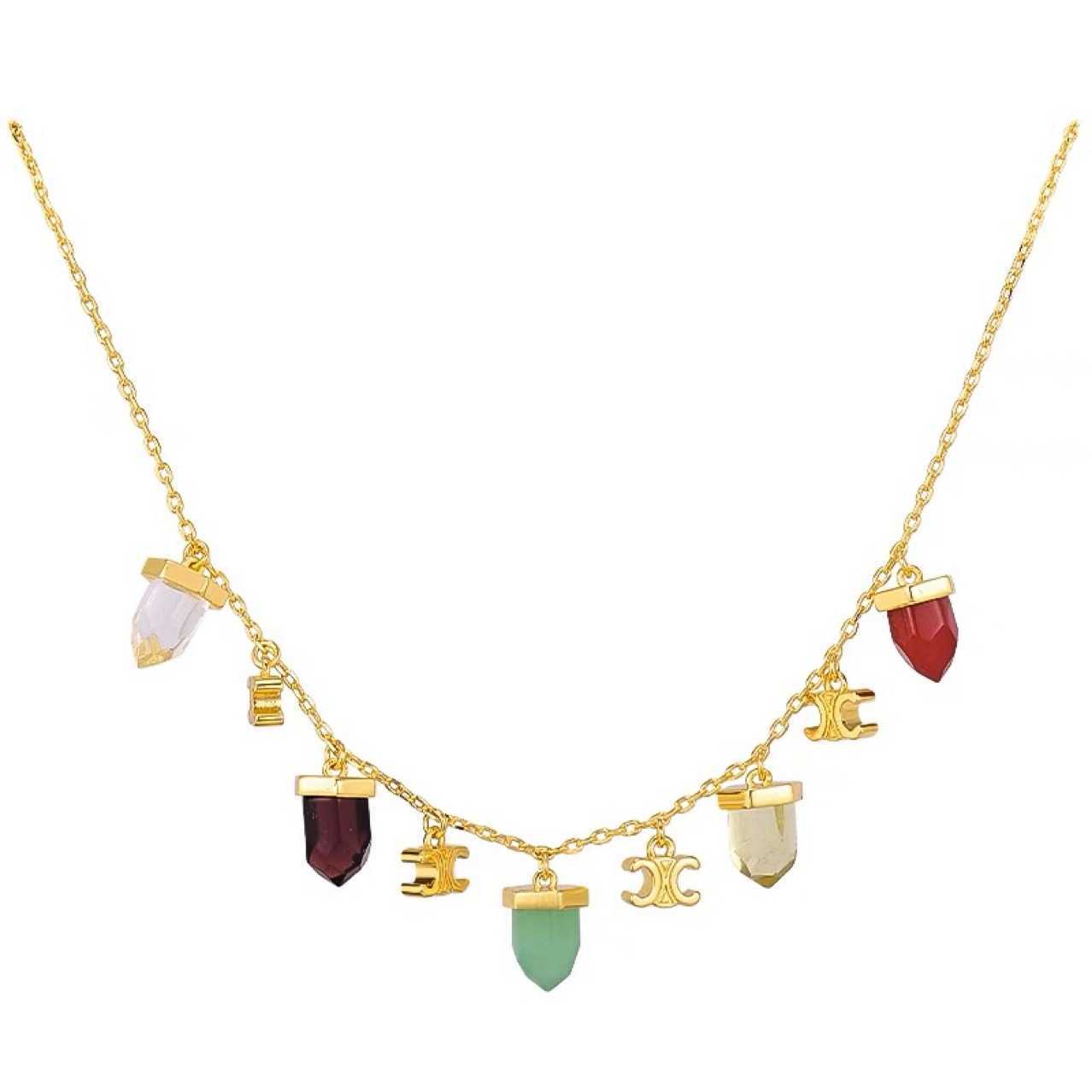 

Arc de Triomphe Colorful Candy Zircon Tassel Pendant Women's Necklace Set New Fashion