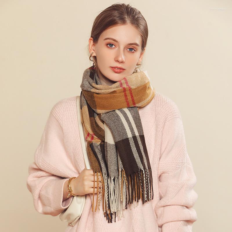 

Scarves Designer Check Autumn Winter Warm Cashmere Scarf Pattern Long Tassels Women Thicken Wrap Shawl Lady Muffler Wool Pashmina