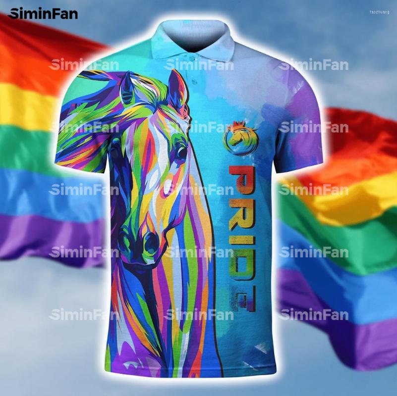 

Men's Polos LGBT PRIDE HORSE RAINBOW 3D Full Printed Polo Shirts Tennis Tshirt Men Female Top Summer Tee Unisex Casual Fashion Streetwear, A29-1