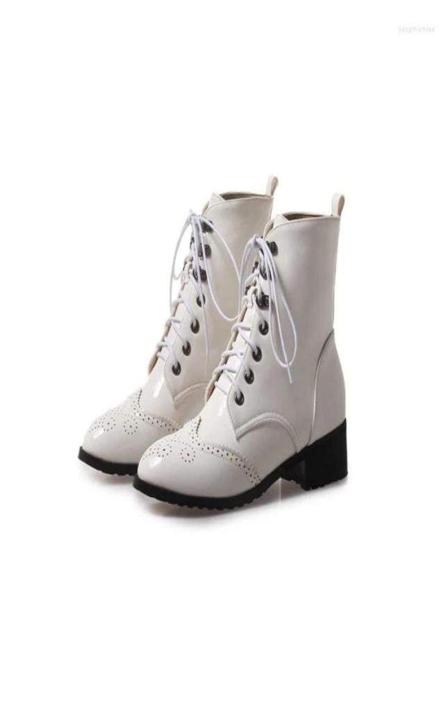 

Boots Big Size 9 10 11 12 Women Shoes Ankle For Ladies Woman Winter Cross Lacing With Cutout Lace7437140, White