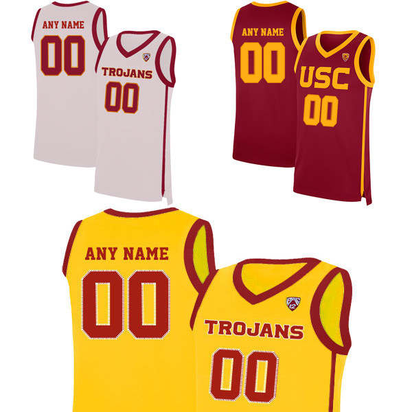 

Custom USC Trojans jerseys men college white red yellow us flag fashion customize university basketball wear adult size stitched jersey