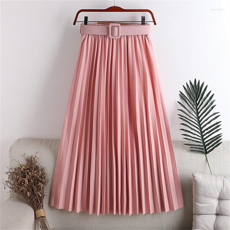 

Skirts Spring And Autumn Fashion Women's High Waist Pleated Solid Color Half Length Elastic Skirt Promotions Lady Black Pink, Colour 7
