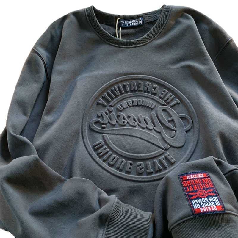 

Wholesale 100% Polyester Crew Neck Embroidered Pullover Hoodie Custom Men 3d Embossed Crewneck Sweatshirts, Green