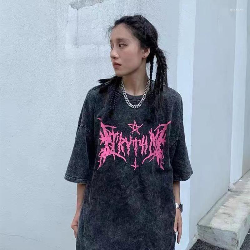 

Women's T Shirts Oversized T-Shirt Women Short Sleeve Street Hip Hop Goth Harajuku Grunge Tops Tees Graphic Pullover Vintage Aesthetic, Black 01