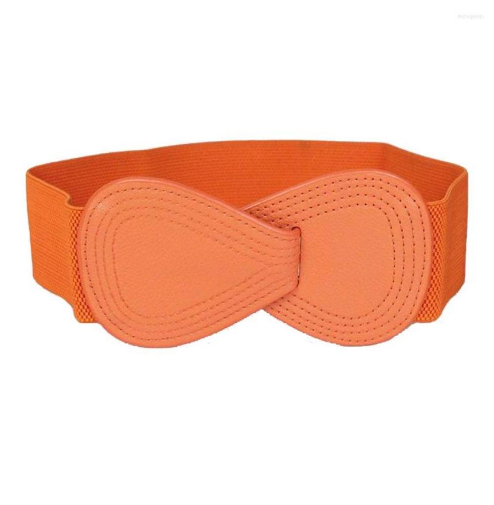 

Belts Orange Ladies Versatile Elastic Stretch Canvas PU Leather Wide Belt Decorative Simple Fashion Dress Sweater Women5440259, Black