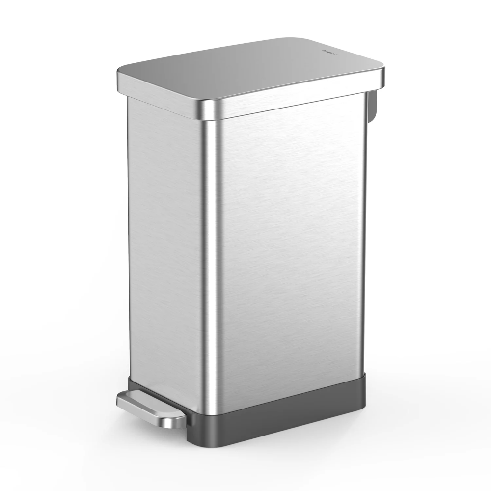 

Stainless Steel Step On Slim Kitchen Trash Can, Silver