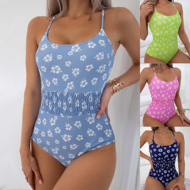 

Women's Swimwear Swimsuit For Women Bathing Suit V Neck Cutout Sexy Wide Straps Back Hook Shiny Texture, Dark blue