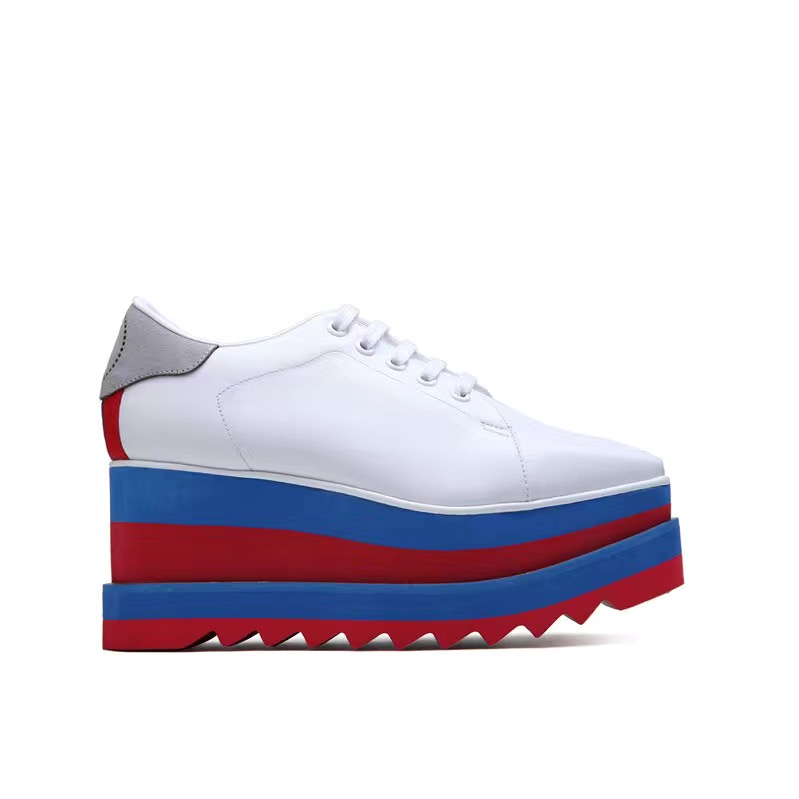

New Stella Mcartney Elyse Star Platform Oxford women Shoes with Platform Black Leather White Sole 07