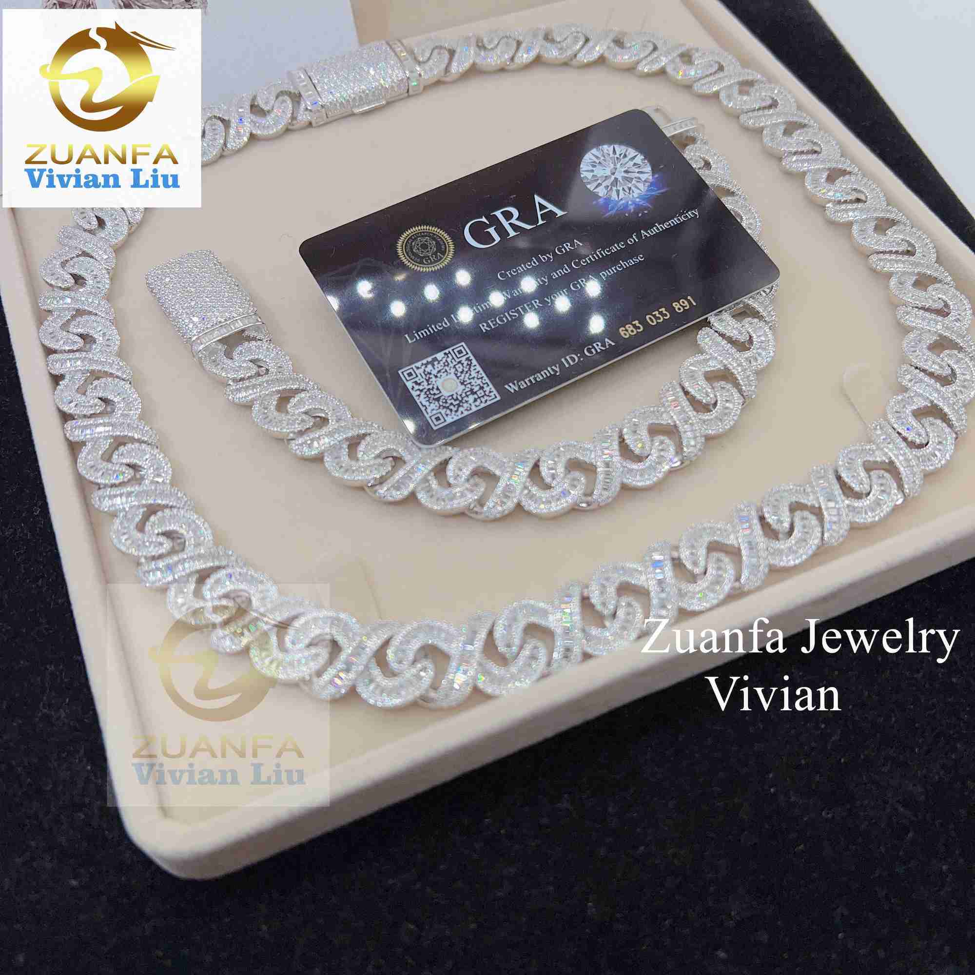 

Pass Diamond Tester Vvs Moissanite Miami Iced Out Custom 925 Sterling Silver Cuban Link Chain