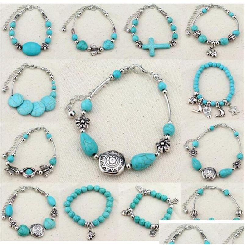 

Beaded Bohemia Howlite Stone Beads Owl Elephant Bird Pendant Charm Bracelet Fashion Hand Cross Women Jewelry Pseras Drop Delivery Bra Dhb3A