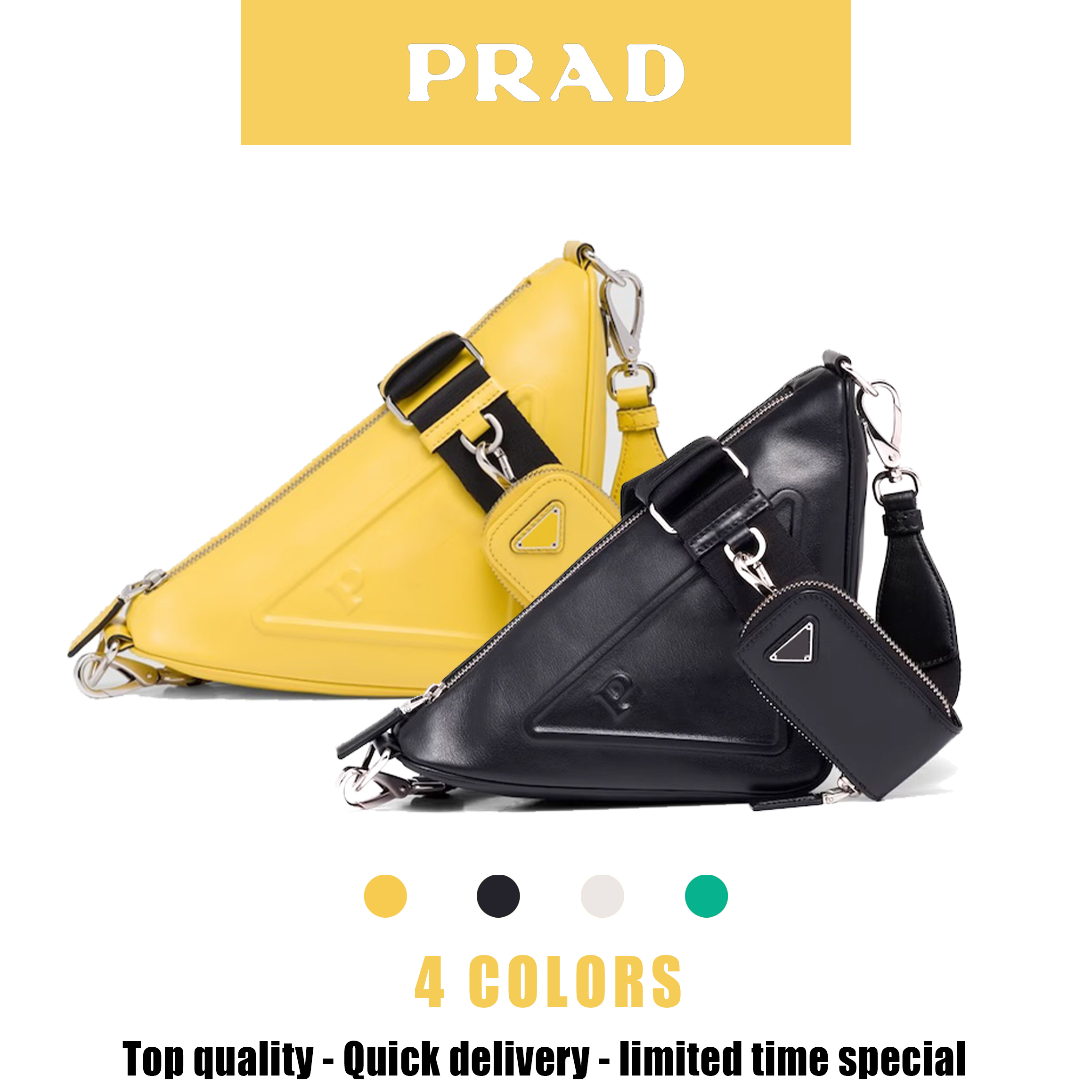 

Designer shoulder channe ltriangle bag womens prad Luxury with Coin Purses handbag mens crossbody bag hobo tote Genuine Leather white travel toiletry clutch bags, Black