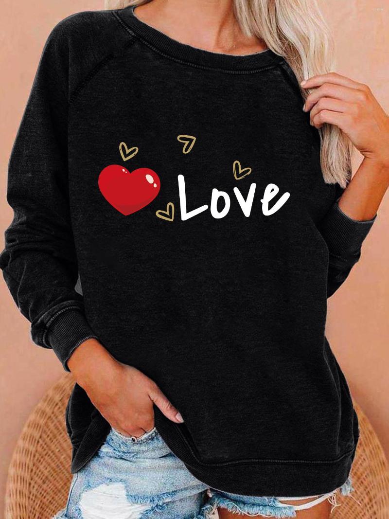 

Women' Hoodies Valentine' Day Women Sweatshirt Raglan Long Sleeve Streetwear Round Neck Pullover Spring Ladies Tops 2023 Female, Black