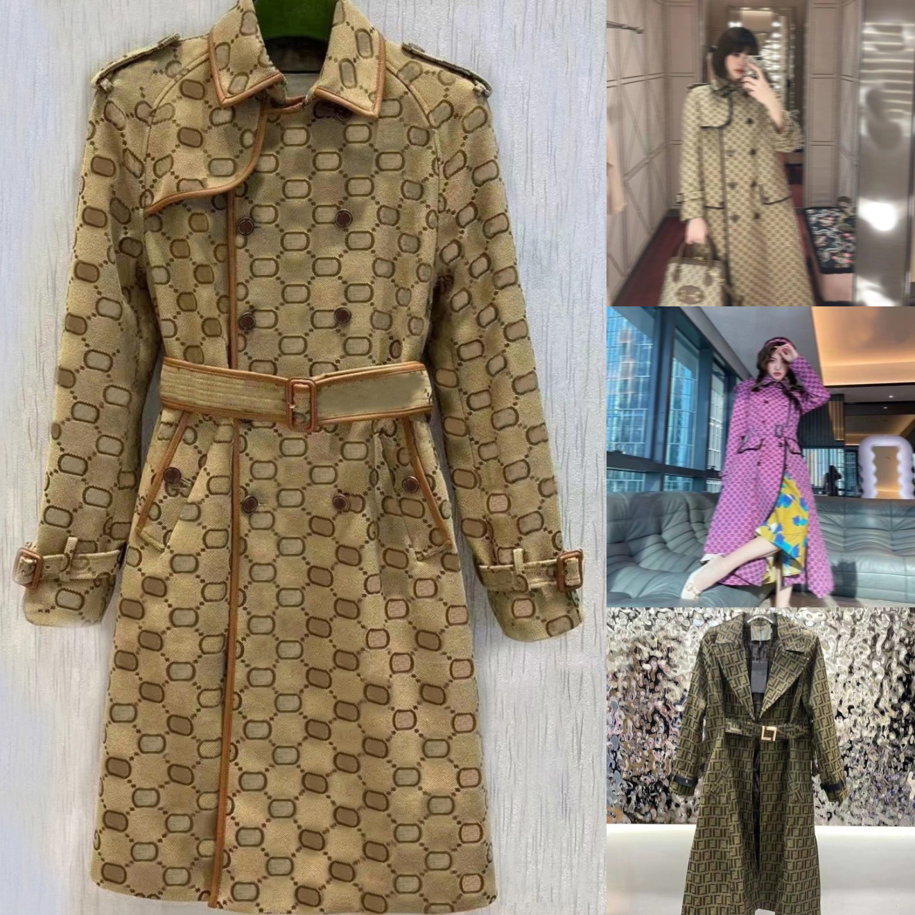 

womens trench coats designer luxury Women Windbreaker body letter print jacket Loose Belt Coat Female Casual Long Trenchs Coat C001 womens designer windbreaker