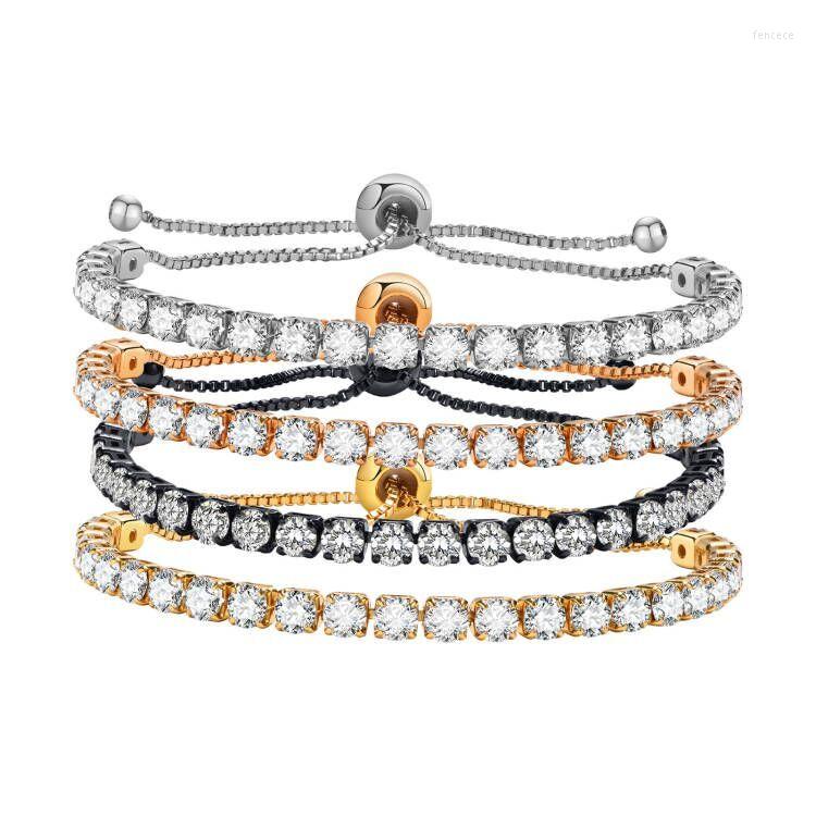 

Link Bracelets Cubic Zirconia Bracelet Adjustable Dainty Tennis Chain Women Girls Gift