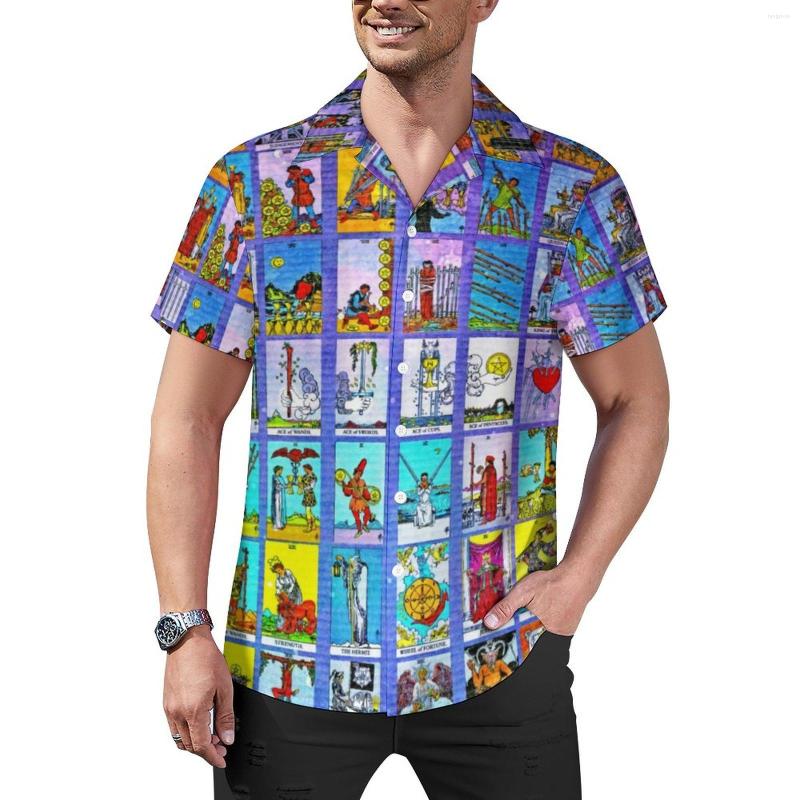 

Men' Casual Shirts Tarot Cards Major Minor Arcana Beach Shirt Hawaii Street Style Blouses Man Graphic Big Size, Style-17