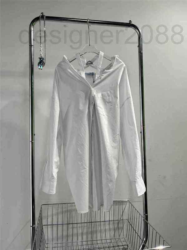 

Women's Blouses & Shirts designer Spring/Summer New Relaxed Temperament Commuting Simplicity Logo Decorative Strap Mini Shirt Dress 2YLU, White4