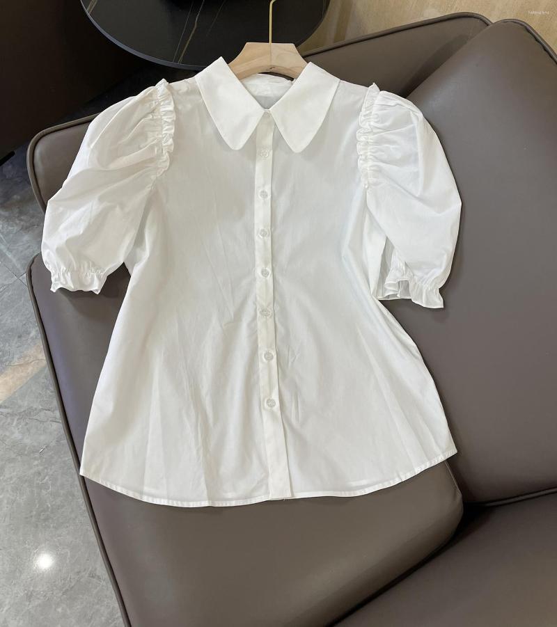 

Women' Blouses Short-sleeved Shirt With Puff Sleeves, White