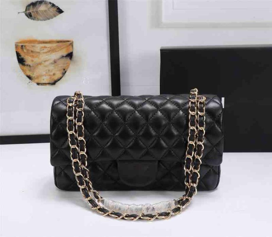 

CC Bags Luxury Brand design 18 colors woman039s 1112 Letter plaid shoulder Chain bag with black hardware lambskin handbag vinta9103152