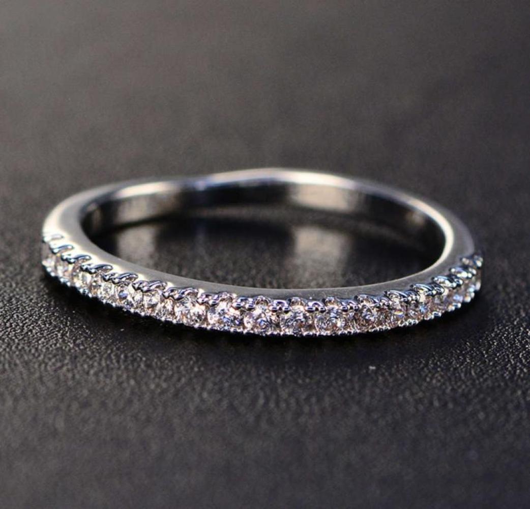 

HBP fashion luxury simulation 925 silver women039s full zircon row diamond ring small pieces with tail ring6594206