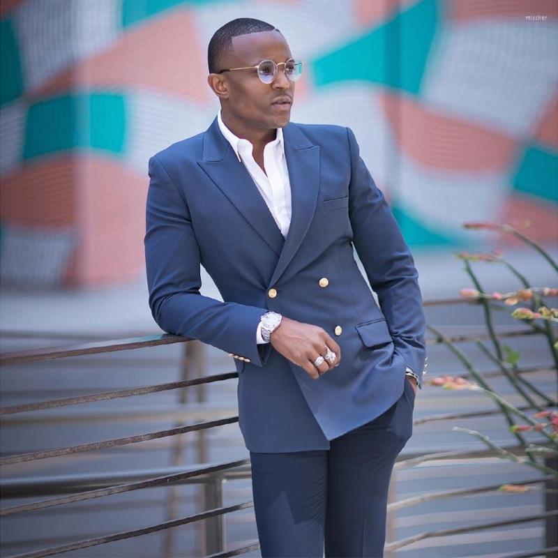 

Men's Suits Navy Slim Fit Men's Suit Double Breasted Blazers Sets For Wedding Male Tuxedos 2 Pieces Jacket And Pants Peaked Lapel Groom, Khaki