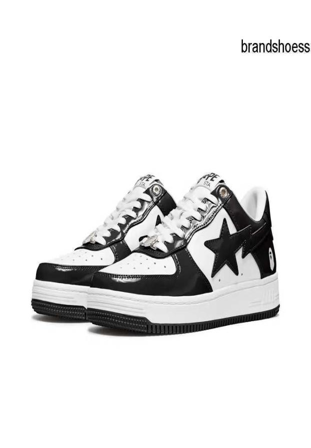 

Bapesta black and white green orange shoes blue pink purple patent leather casual board shoes vibe Street color contrast low Top S5395610, Grey