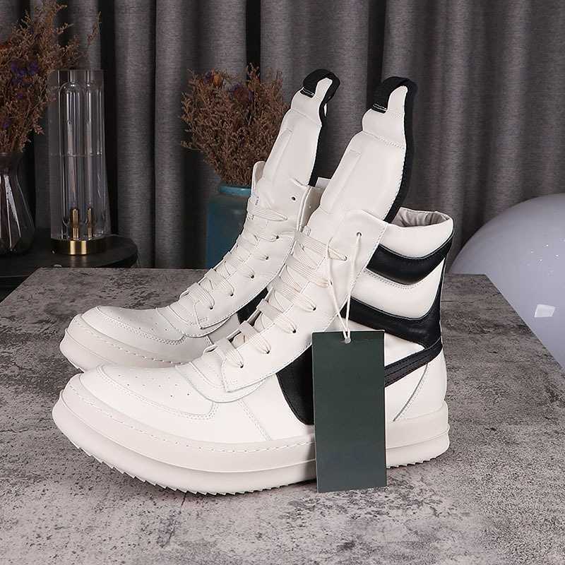 

Men's Rick Casual Shoes Hooks RO Owens Wihte High-tops Women's Sneakers, White