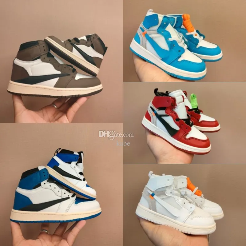 

New Fashion Kids Jumpman 1s shoes boys Scotts basketball 1 kid shoe toddlers Children black mid sneaker mocha designer blue trainers baby yo
