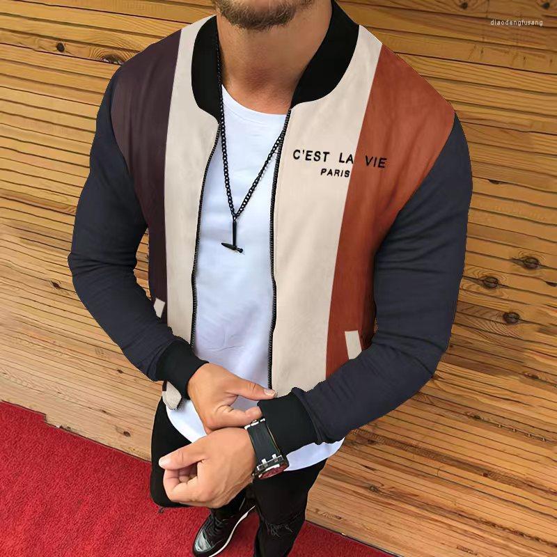 

Men's Jackets Jacket Thin Stand Outdoor Autumn Sports Men's Collar Street Casual Gradient Printing 2023, Jk-5 navy