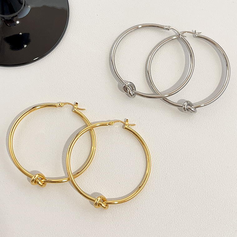

Brands Designer 18K Gold Plating Large Round Knot Silver Earrings Women Top Quality Luxury Jewelry Charm