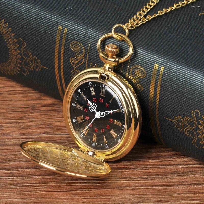 

Pocket Watches Flip Vintage Round With Necklace Fob Mechanical Watch, 1pc
