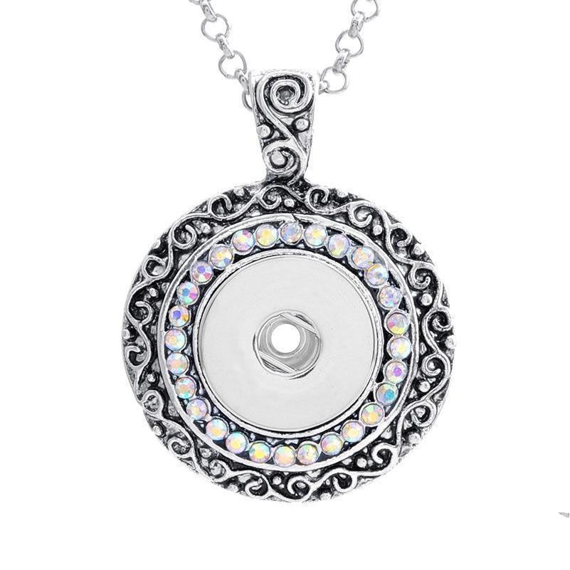 

Pendant Necklaces Alloy 18Mm Ginger Snap Button Pendants Necklace With Crystal Chain Interchangeable Fashion Jewerly Drop Delivery Je Dhnr2