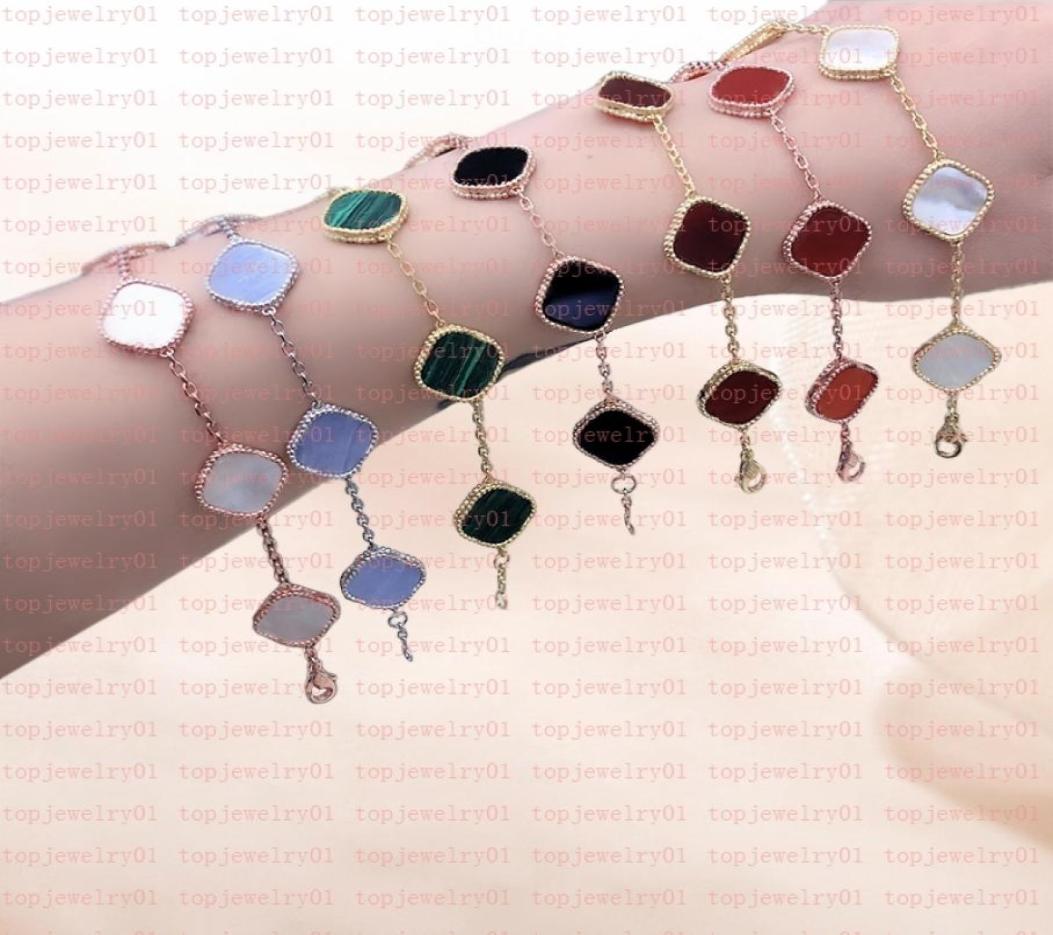 

Fashion Classic Lucky Clover Black Onyx Chain 18K White Gold Designer Bracelets Plated Ladies and Girls Valentine039s Day Mothe3995090