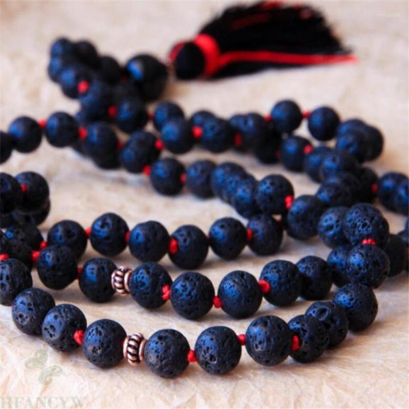 

Chains 8mm Volcanic Gemstone 108 Beads Mala Necklace Band Tassel Energy Cuff Healing Meditation Lucky Spirituality Fancy Unisex