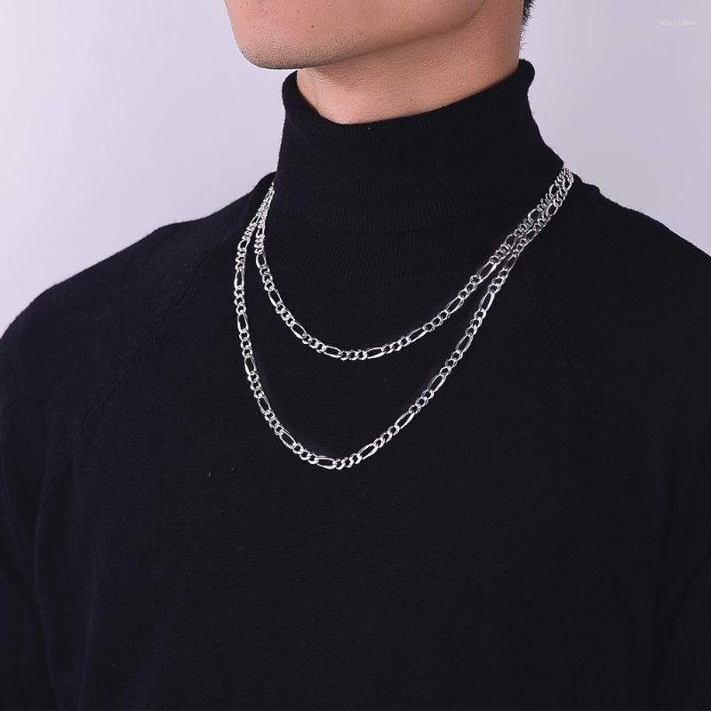

Chains ChicSilver Platinum Plated 925 Silver Chain Necklace For Women Italian Figaro Cuban Stackable Elegant Jewelry