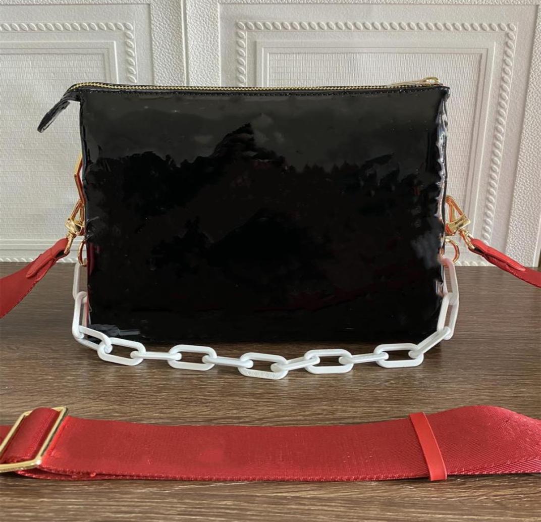 

Handbag Women designer Bags Patent Leather embossing Letter shoulder bag fashion woman chain zipper baguette Purses cross Floral b3108295, Sky blue