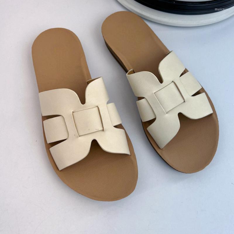 

Slippers Summer Women Outdoor Beach Female Shoes Trendy Brand Design Classic Retro Comfortable Leisure Soft Sole Ladies Slides, Beige